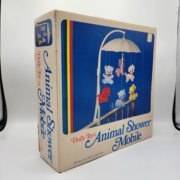 Vintage 1960's Dolly Toy Nursery Baby Crib Mobile In Box W/ Animals Non-Musical - Picture 3 of 16